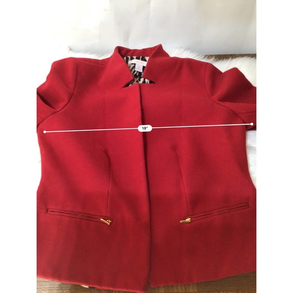 Chico’s Everyday solid Ponte Jacket red with leopard print women’s small - Picture 8 of 9